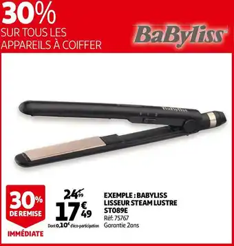 Auchan Babyliss lisseur steam lustre st089e offre