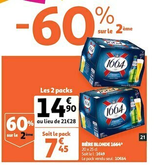 Auchan Bière blonde 1664 offre