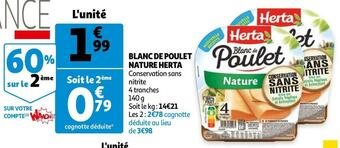 Auchan Blanc de poulet nature herta offre