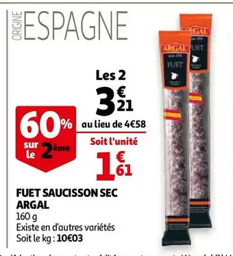 Auchan Argal fuet saucisson sec offre