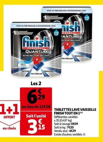 Auchan Finish tablettes lave vaisselle tout en 1** offre