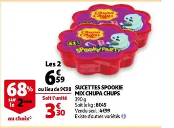 Auchan Chupa chups sucettes spookie mix offre