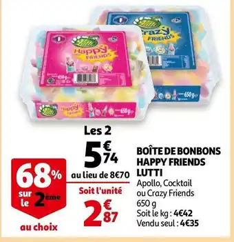 Auchan Lutti boîte de bonbons happy friends offre