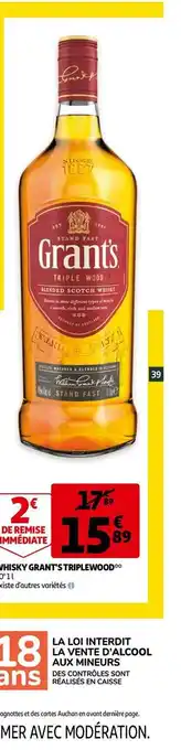 Auchan Grant's whisky triplewood offre