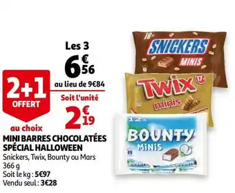 Snickers, twix, bounty, mars mini barres chocolatées spécial halloween