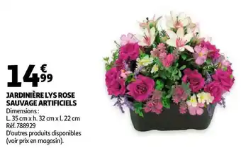 Jardinière lys rose sauvage artificiels
