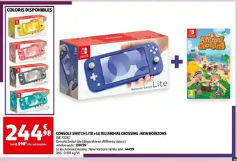 Auchan Console switch lite + le jeu animal crossing : new horizons offre