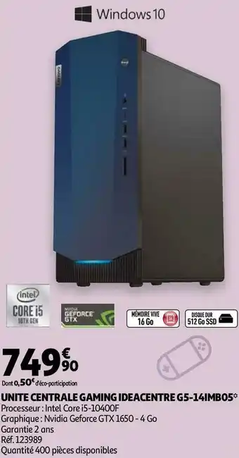 Auchan Lenovo unite centrale gaming ideacentre g5-14imb05 offre