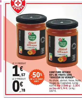 E.Leclerc CONFITURE INTENSE 65% DE FRUITS 320G DOUCEUR DU VERGER offre