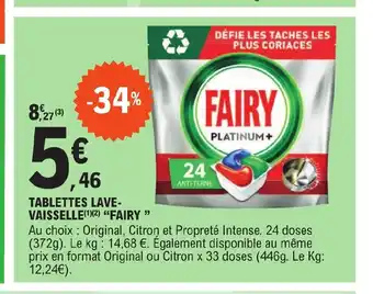 E.Leclerc TABLETTES LAVE- VAISSELLE FAIRY offre