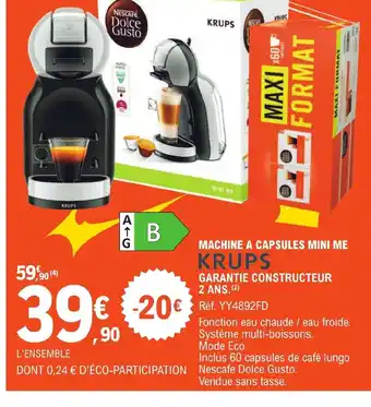 E.Leclerc MACHINE A CAPSULES MINI ME offre