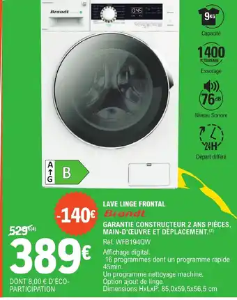 E.Leclerc LAVE LINGE FRONTAL offre