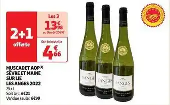 Auchan Supermarché Les anges - muscadet aop sèvre et maine sur lie 2022 offre