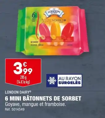 ALDI LONDON DAIRY 6 MINI BÂTONNETS DE SORBET offre