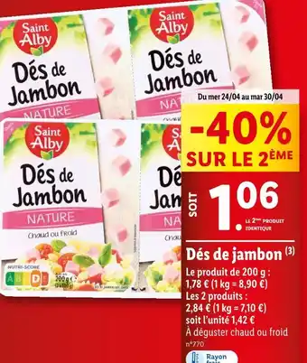 Lidl Dés de jambon offre