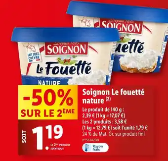 Lidl Soignon Soignon Le fouetté nature offre