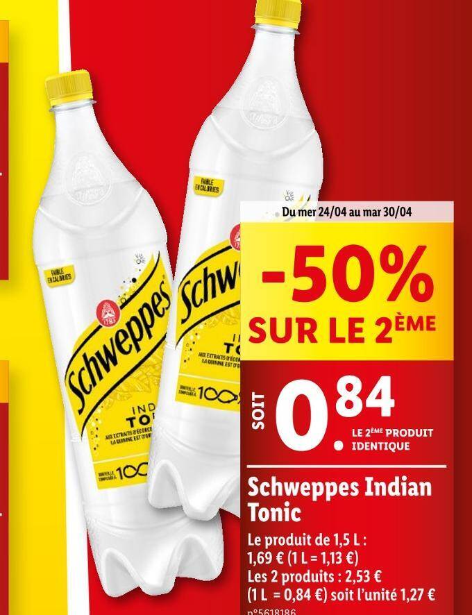 Promo Schweppes Schweppes Indian Tonic chez Lidl