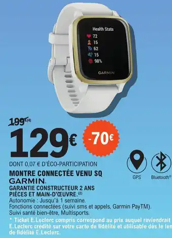 E.Leclerc MONTRE CONNECTÉE VENU SQ offre