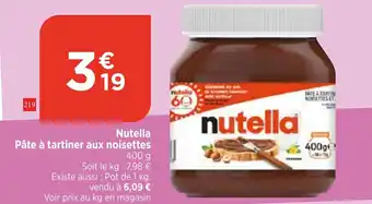 Bi1 Nutella Pâte à tartiner aux noisettes offre