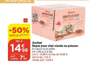 Bi1 Auchan Repas pour chat viande ou poisson offre