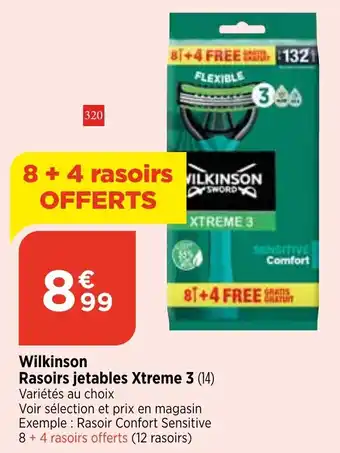 Bi1 Wilkinson Rasoirs jetables Xtreme 3 offre