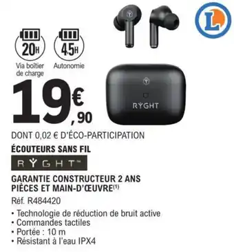 E.Leclerc ÉCOUTEURS SANS FIL offre