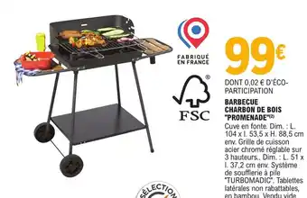 E.Leclerc BARBECUE CHARBON DE BOIS "PROMENADE"(2) offre