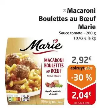 Colruyt Marie - macaroni boulettes au bœuf offre