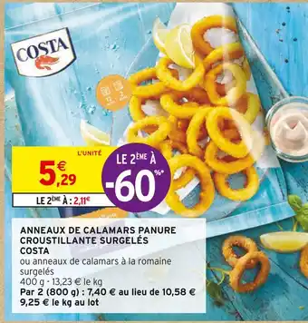 Intermarché COSTA ANNEAUX DE CALAMARS PANURE CROUSTILLANTE SURGELÉS offre