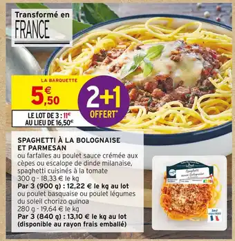 Intermarché SPAGHETTI À LA BOLOGNAISE ET PARMESAN offre