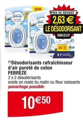 Cora x Carrefour FEBREZE (1)Désodorisants rafraîchisseur d’air pureté de coton offre