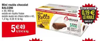 Cora x Carrefour BALCONI Mini roulés chocolat offre
