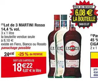 Cora x Carrefour MARTINI Lot de 3 Rosso 14,4 % vol offre