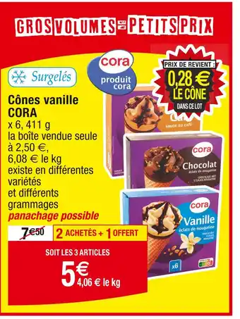 Cora x Carrefour CORA Cônes vanille offre