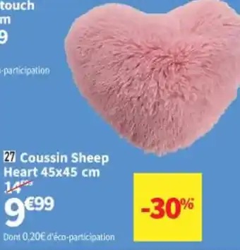 Conforama Coussin Sheep Heart 45x45 cm 145 offre