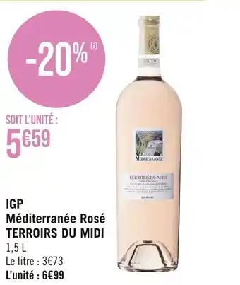 Casino Supermarchés IGP Méditerranée Rosé TERROIRS DU MIDI offre