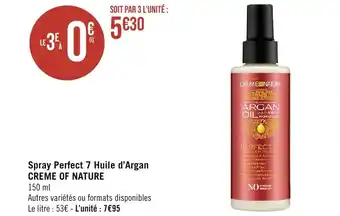 Casino Supermarchés Spray Perfect 7 Huile d'Argan CREME OF NATURE offre