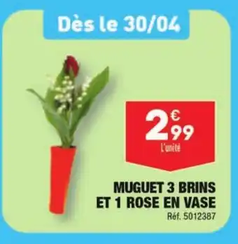 ALDI MUGUET 3 BRINS ET 1 ROSE EN VASE offre