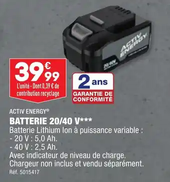 ALDI ACTIV ENERGY® BATTERIE 20/40 V*** offre