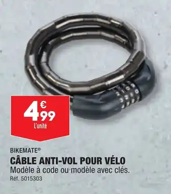 ALDI BIKEMATE® CÂBLE ANTI-VOL POUR VÉLO offre