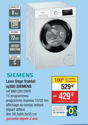 Cora Lave linge frontal iq300 SIEMENS offre