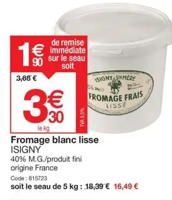 Promocash Fromage blanc lisse offre
