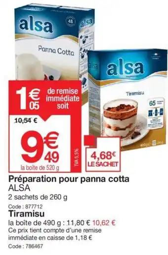 Promocash Préparation pour panna cotta offre