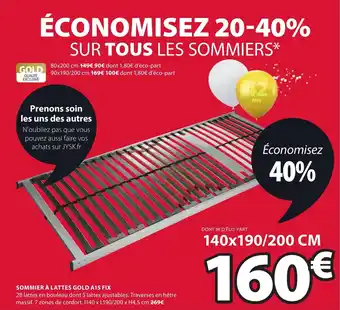 JYSK Sommier Lattes gold a15 fix offre