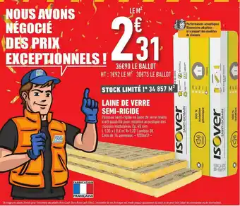 Brico Cash Laine De Verre Semi-rigide offre