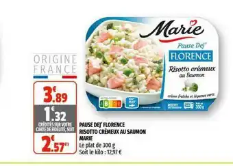 Coccimarket Pause Dej' Florence Risotto Crémeux Au Saumon Marie offre