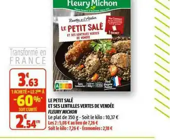 Coccimarket Le Petit Salé Et Ses Lentilles Vertes De Vendée Fleury Michon offre