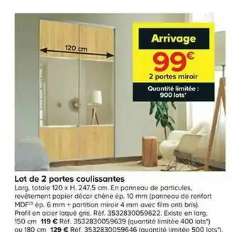 Lot De 2 Portes Coulissantes
