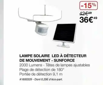 Costco Lampe Solaire Led à Détecteur De Mouvement - Sunforce offre