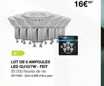Lot De 6 Ampoules Led Gu10-7w - Feit